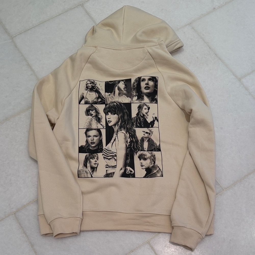 Beige Taylor Swift Hoodie with Graphic Print